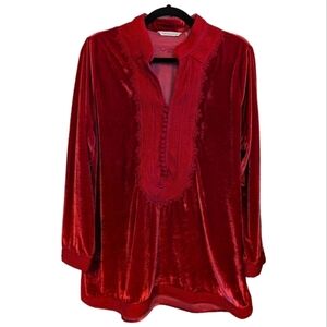 Soft Surroundings Garnet Red Shimmer Tunic Size Large EUC
